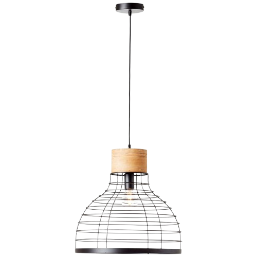 Avia – Pendellampe i sort metal og træ (45 cm)