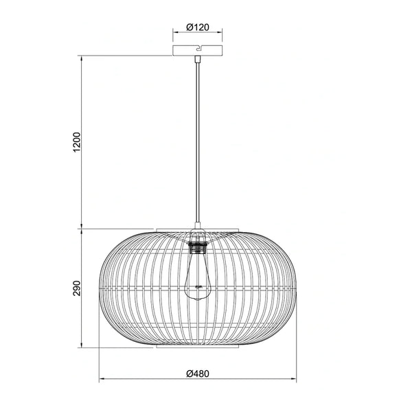 Sort flet pendel 48 cm