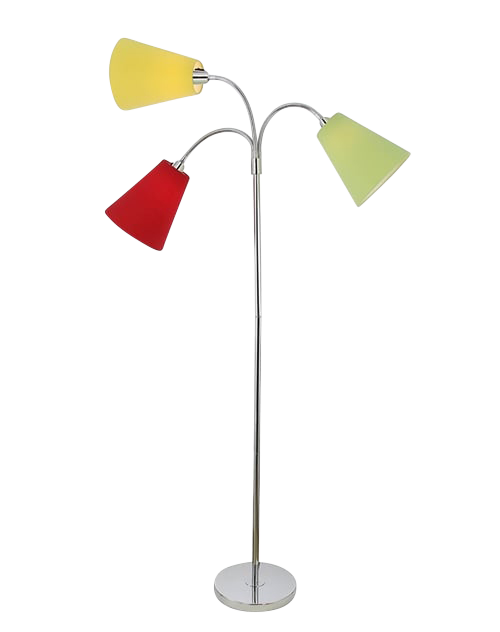 Tivoli 3 standerlampe chrome / gul-rød-grøn